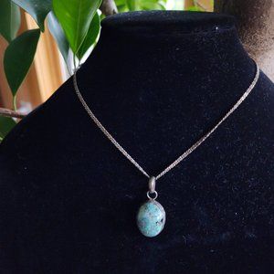 Gorgeous Natural Turquoise and Sterling Necklace